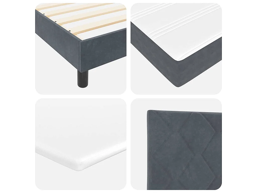 Cama tipo Box Spring Gris oscuro 90 x 200 cm Terciopelo