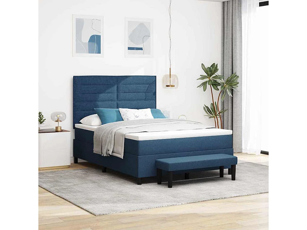 Boxspringbed met hoofdeinde Blauw 140 x 190 cm Stof