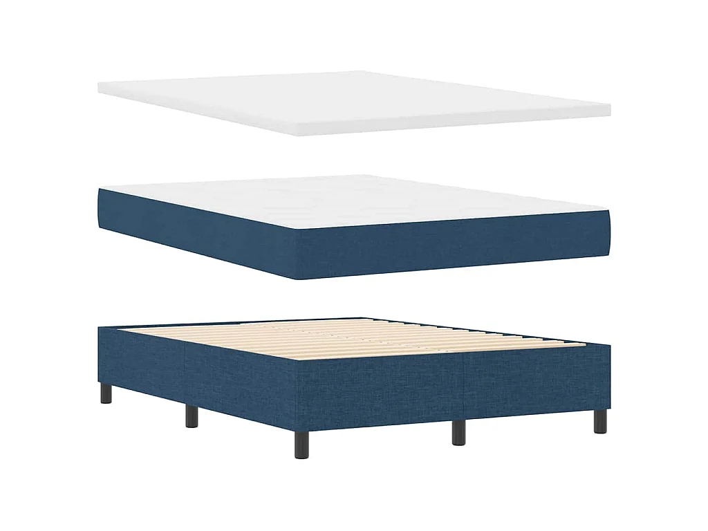 Boxspringbed met hoofdeinde Blauw 140 x 190 cm Stof
