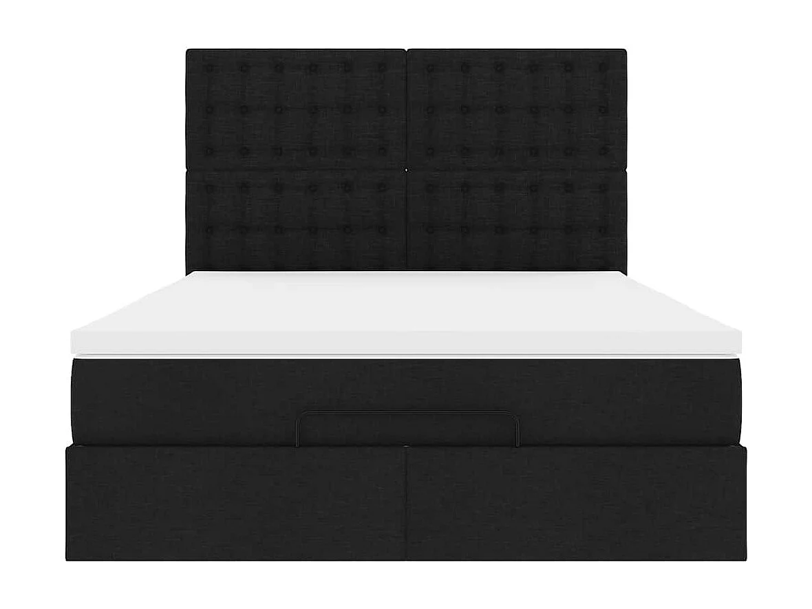 Estrutura de cama otomana com colchão 140x190 cm tecido preto