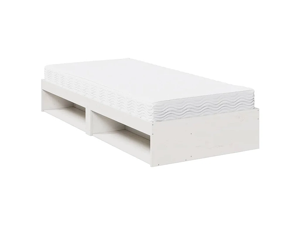 Lit de jour avec matelas blanc 100x200 cm bois de pin massif