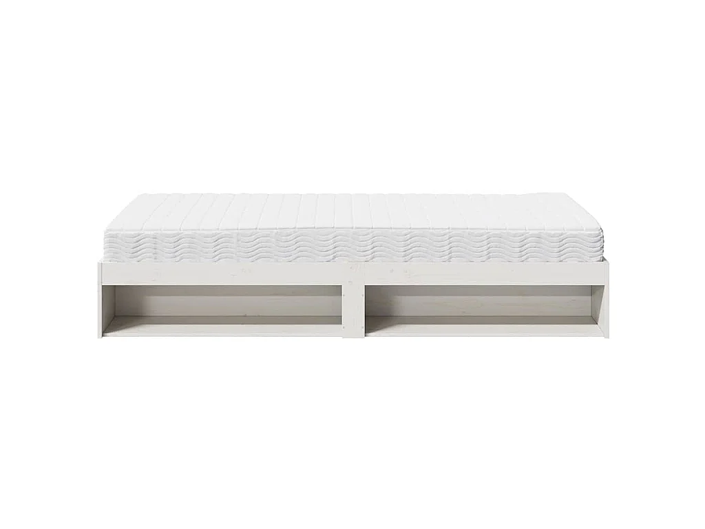Lit de jour avec matelas blanc 100x200 cm bois de pin massif