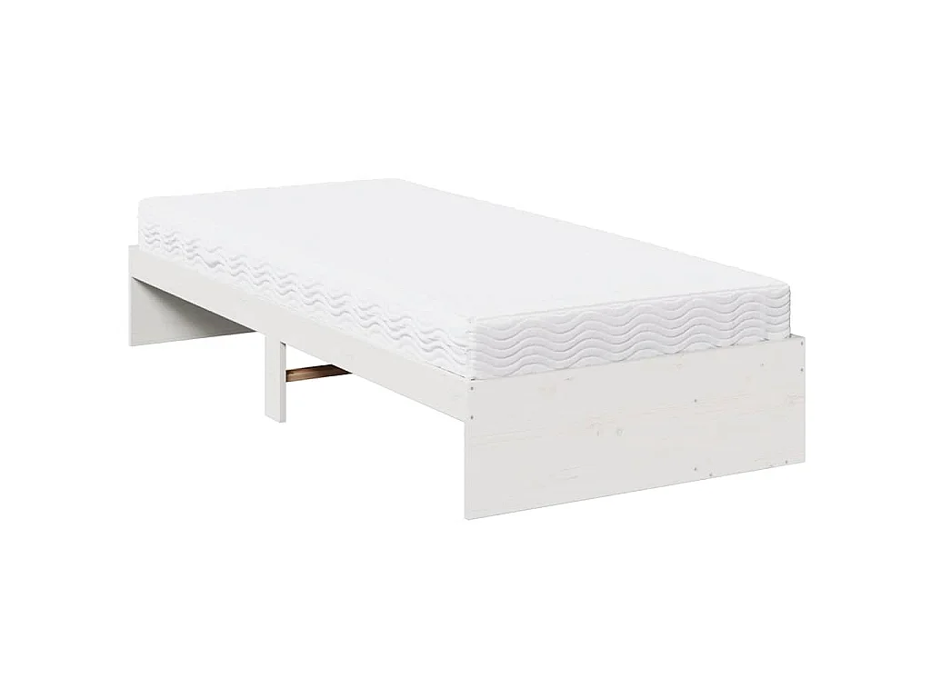 Lit de jour avec matelas blanc 100x200 cm bois de pin massif