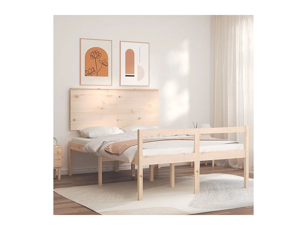 Lit pour personne âgée sans matelas 140x190 cm bois massif