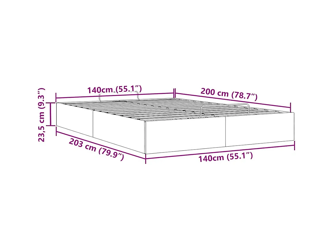 Ottoman-Bett ohne Matratze Weiß 140x200 cm Kunstleder