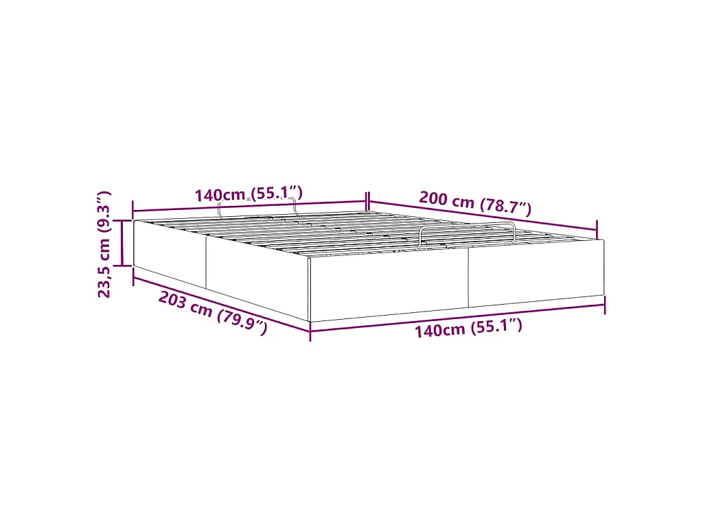 Struttura Letto Pouf senza Materasso 140x200 cm Similpelle