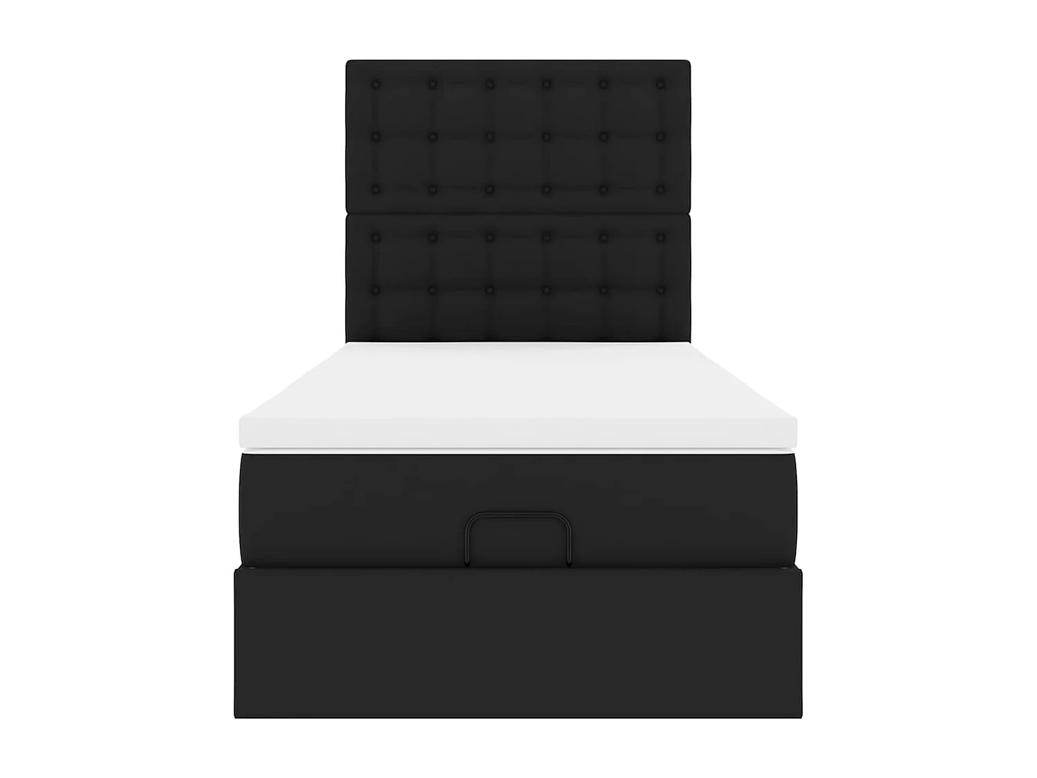 Cadre de lit ottoman avec matelas noir 90x200 cm similicuir