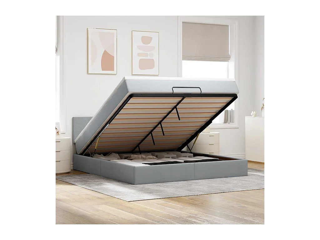 Bed met matras 160x200 cm stof lichtgrijs