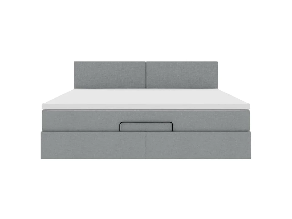 Lit ottoman avec matelas gris clair 160x200 cm tissu