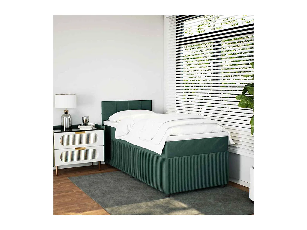 Sommier à lattes de lit avec matelas Vert foncé 90x200 cm