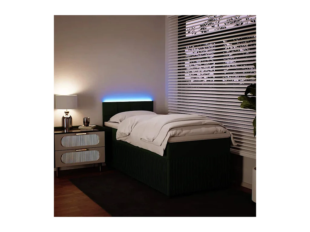 Sommier à lattes de lit avec matelas Vert foncé 90x200 cm