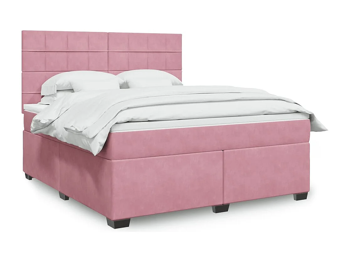 Boxspring met matras fluweel roze 180x200 cm