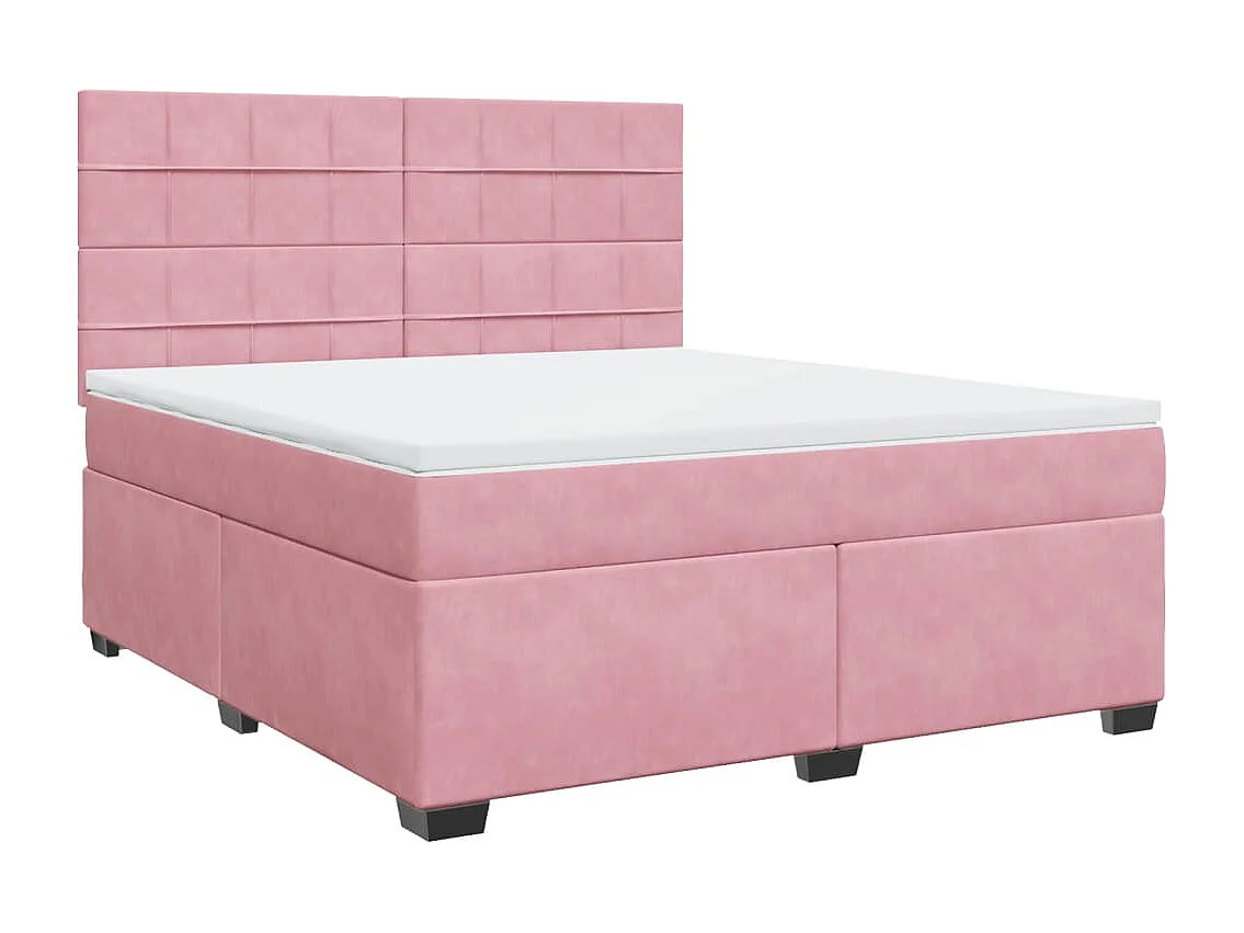Boxspring met matras fluweel roze 180x200 cm
