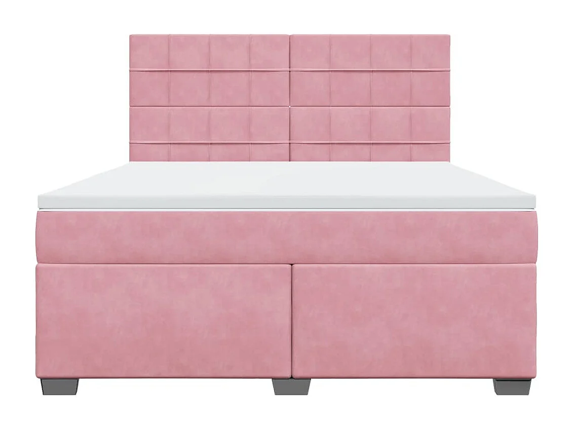 Boxspring met matras fluweel roze 180x200 cm