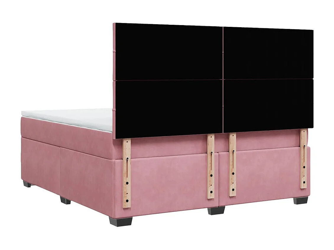 Boxspring met matras fluweel roze 180x200 cm