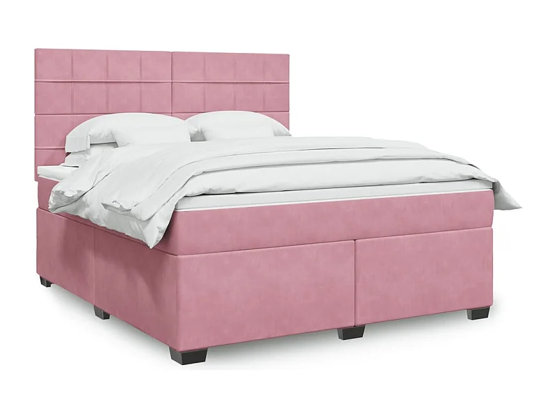 Boxspring met matras fluweel roze 180x200 cm