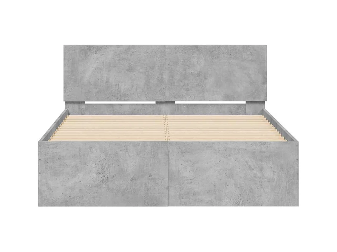 Giroletto con Testiera e LED Grigio Cemento 140x200 cm