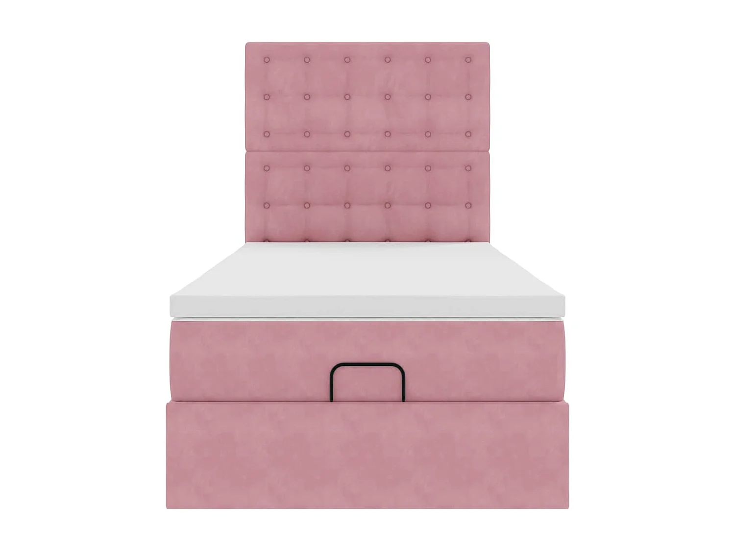 Struttura Letto Pouf con Materassi Rosa 90x200 cm in Velluto