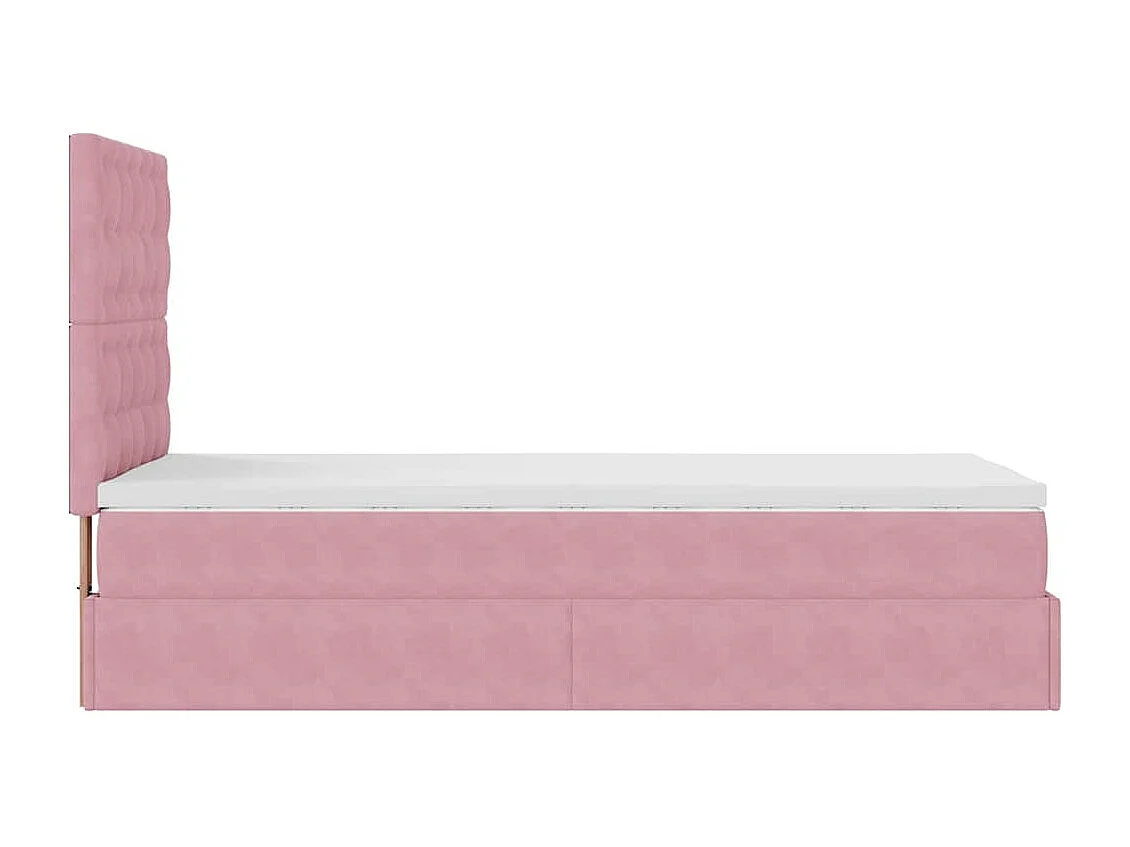 Ottoman bed met matrassen en LED's 90x200cm fluweel roze