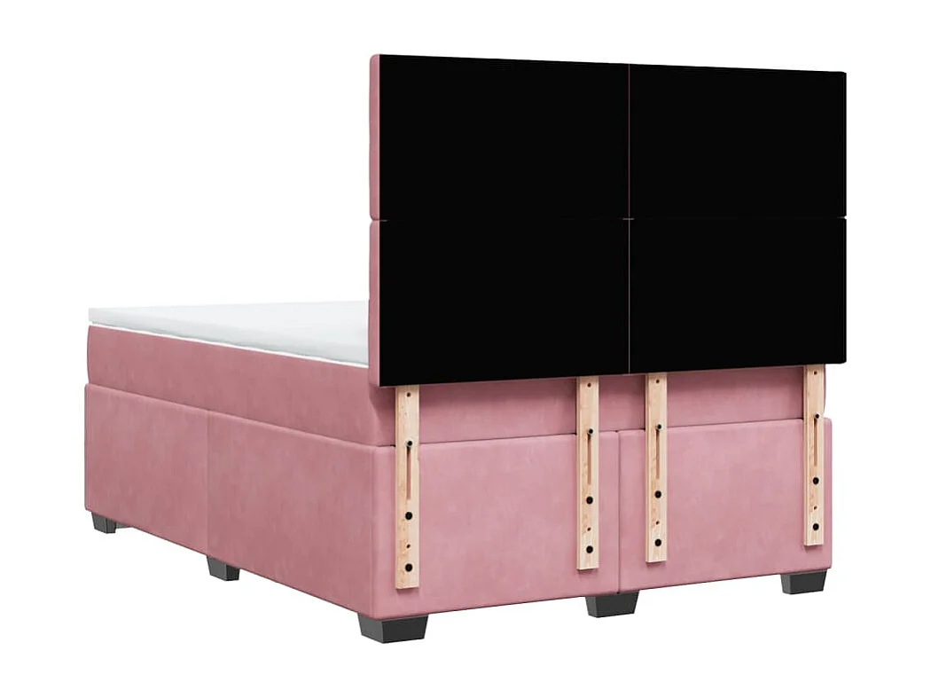 Giroletto a Molle con Materasso Rosa 140x190 cm in Velluto