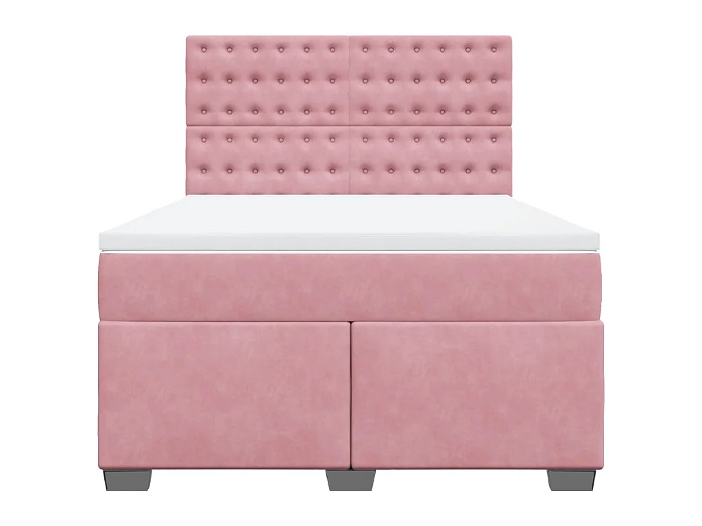Cama box spring con colchón terciopelo rosa 140x190 cm