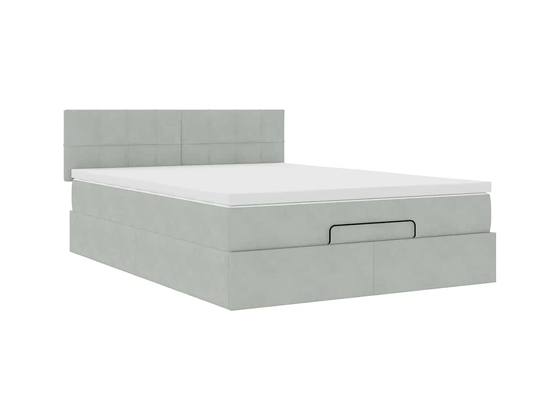 Ottoman bed met matras en LED's 140x190cm fluweel lichtgrijs