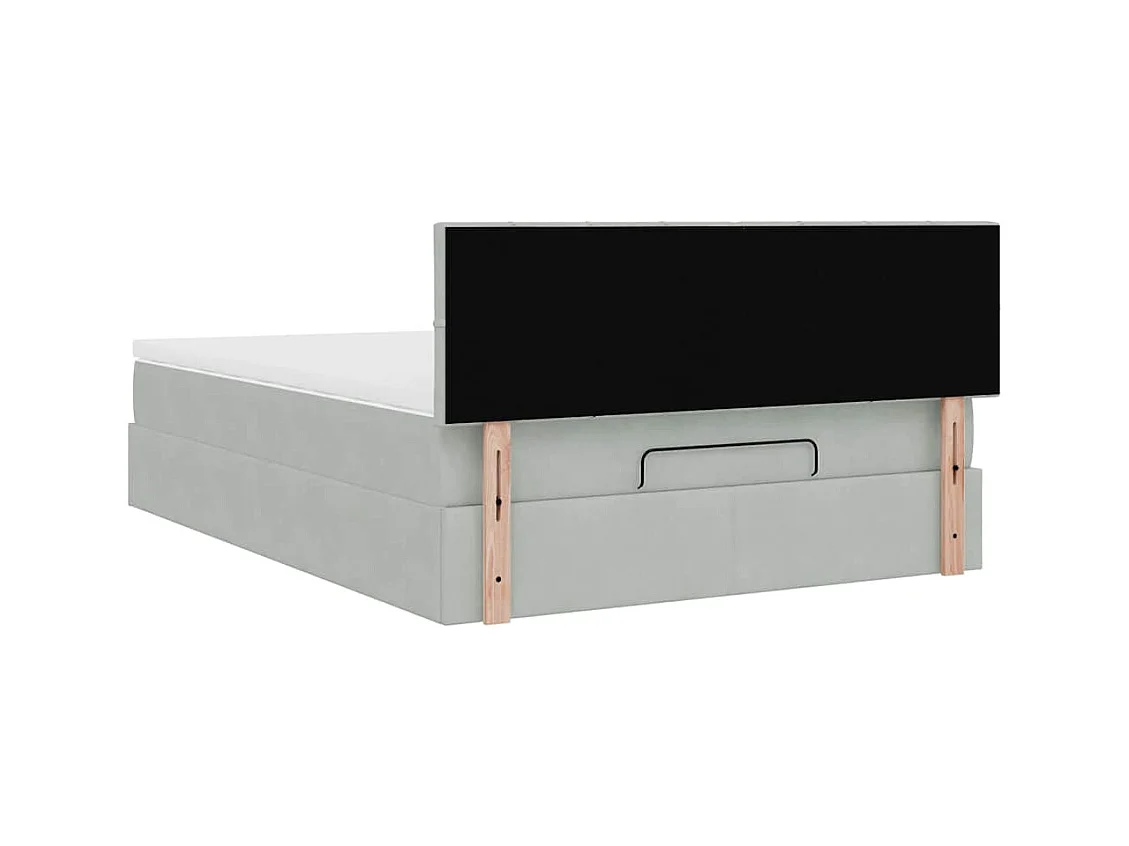 Ottoman bed met matras en LED's 140x190cm fluweel lichtgrijs