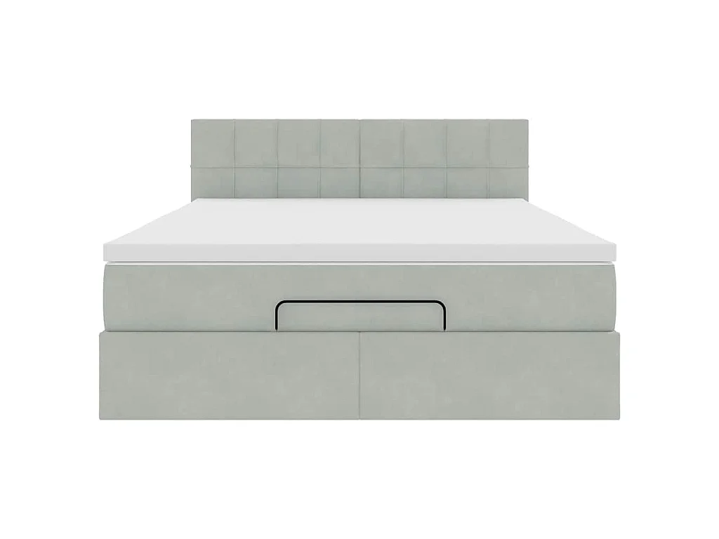 Ottoman bed met matras en LED's 140x190cm fluweel lichtgrijs