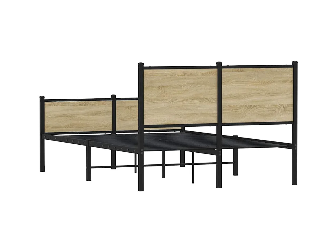 Cadre de lit en métal sans matelas chêne sonoma 140x200 cm