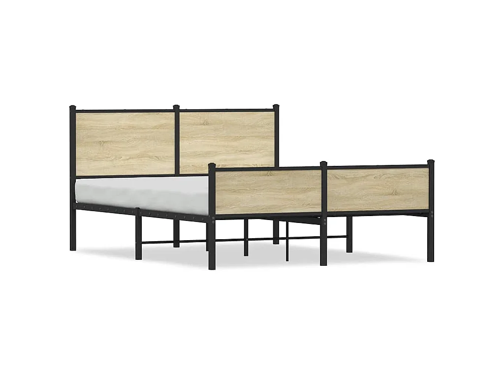 Cadre de lit en métal sans matelas chêne sonoma 140x200 cm