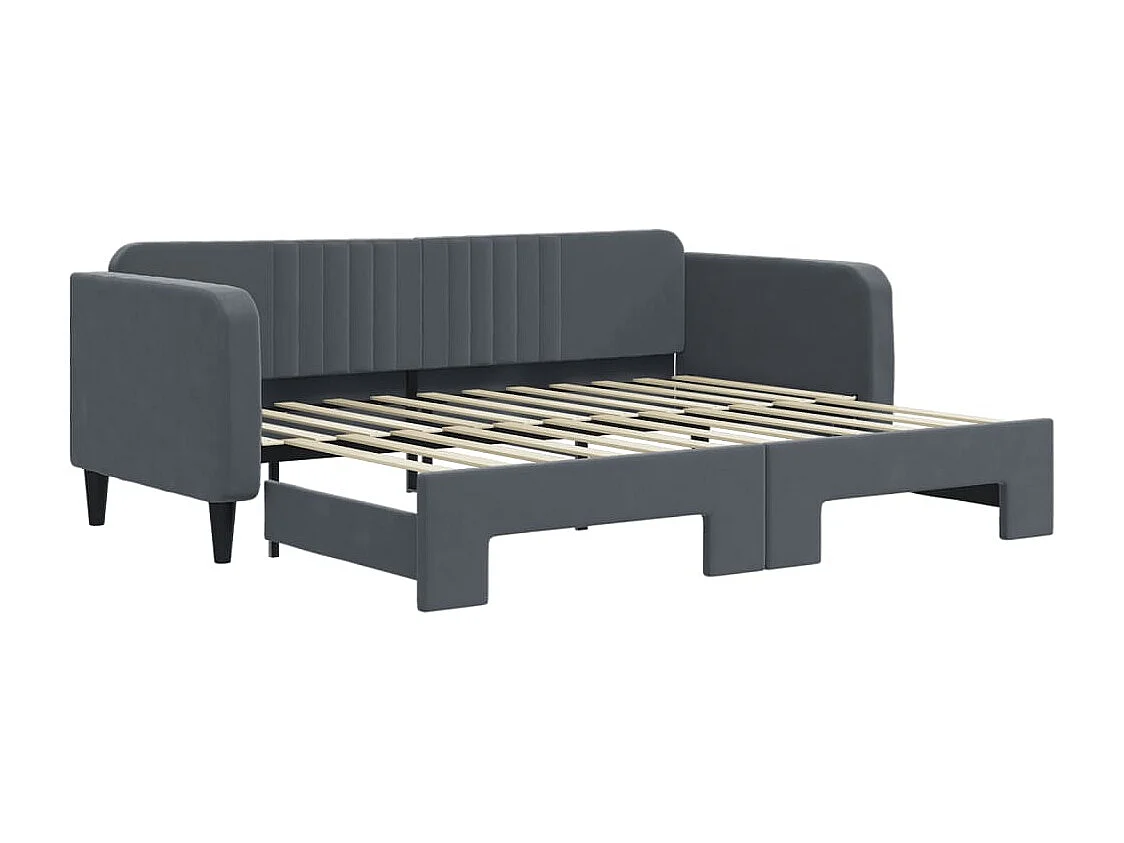 Divano Letto con Letto Estraibile Grigio Scuro 90x200cm Velluto