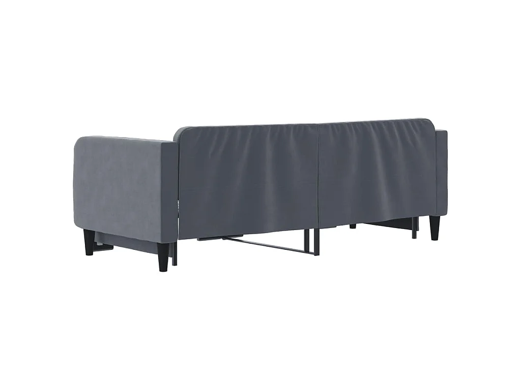 Slaapbank met onderschuifbed 90x200 cm fluweel donkergrijs