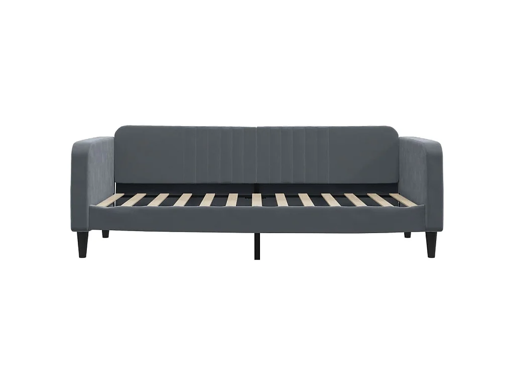 Slaapbank met onderschuifbed 90x200 cm fluweel donkergrijs