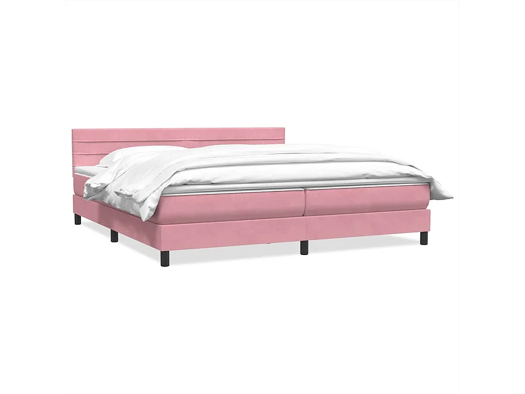 Sommier à lattes de lit avec matelas rose 180x210 cm velours