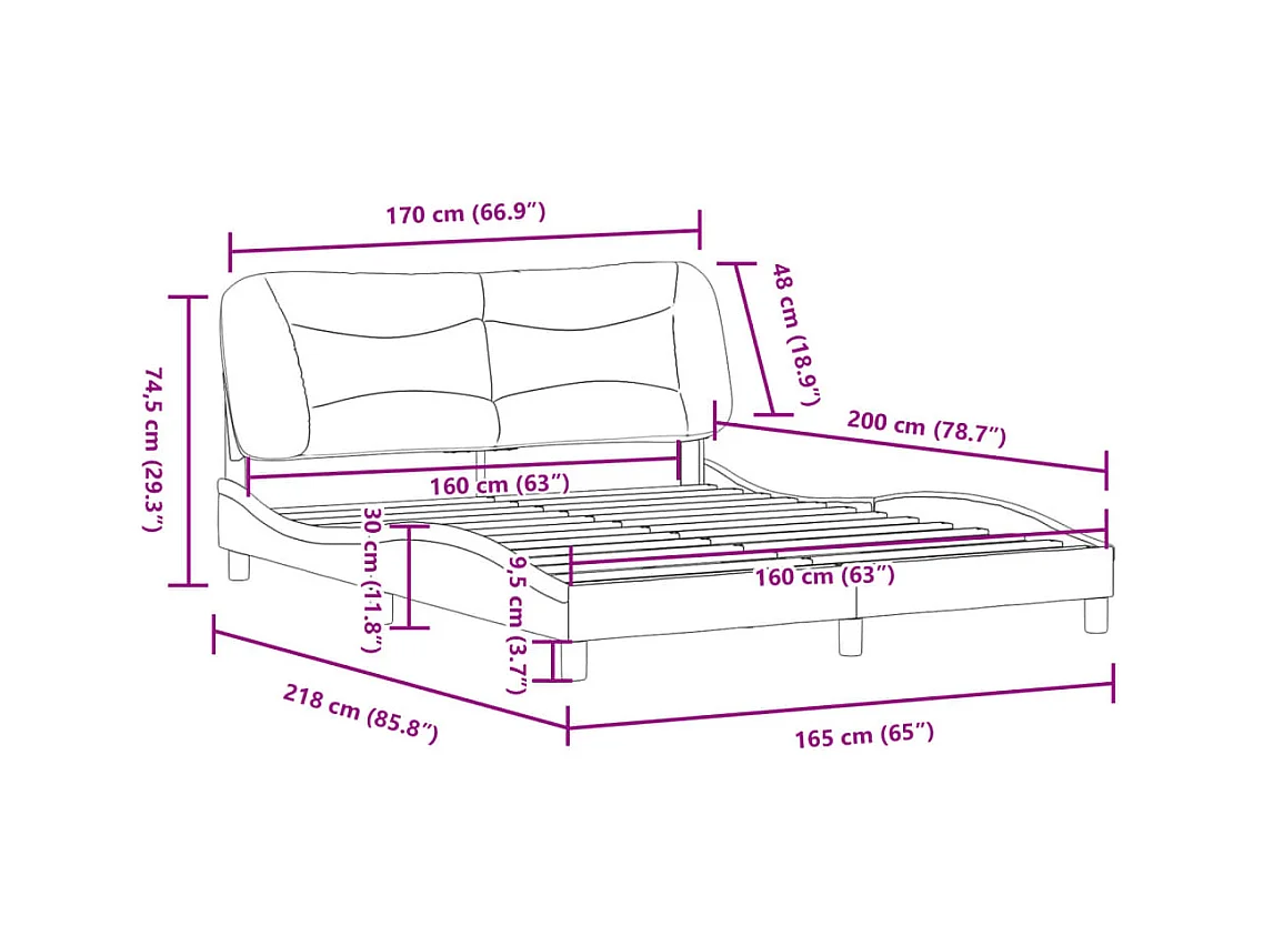 Cadre de lit sans matelas taupe 160x200 cm tissu