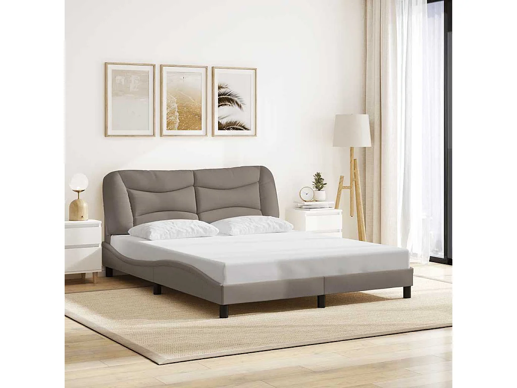 Bettgestell ohne Matratze "Hvar" Taupe 160x200 cm Stoff