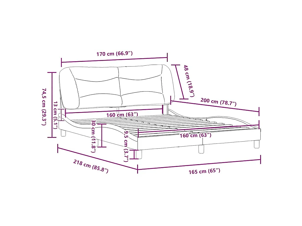 Bettgestell ohne Matratze "Hvar" Taupe 160x200 cm Stoff