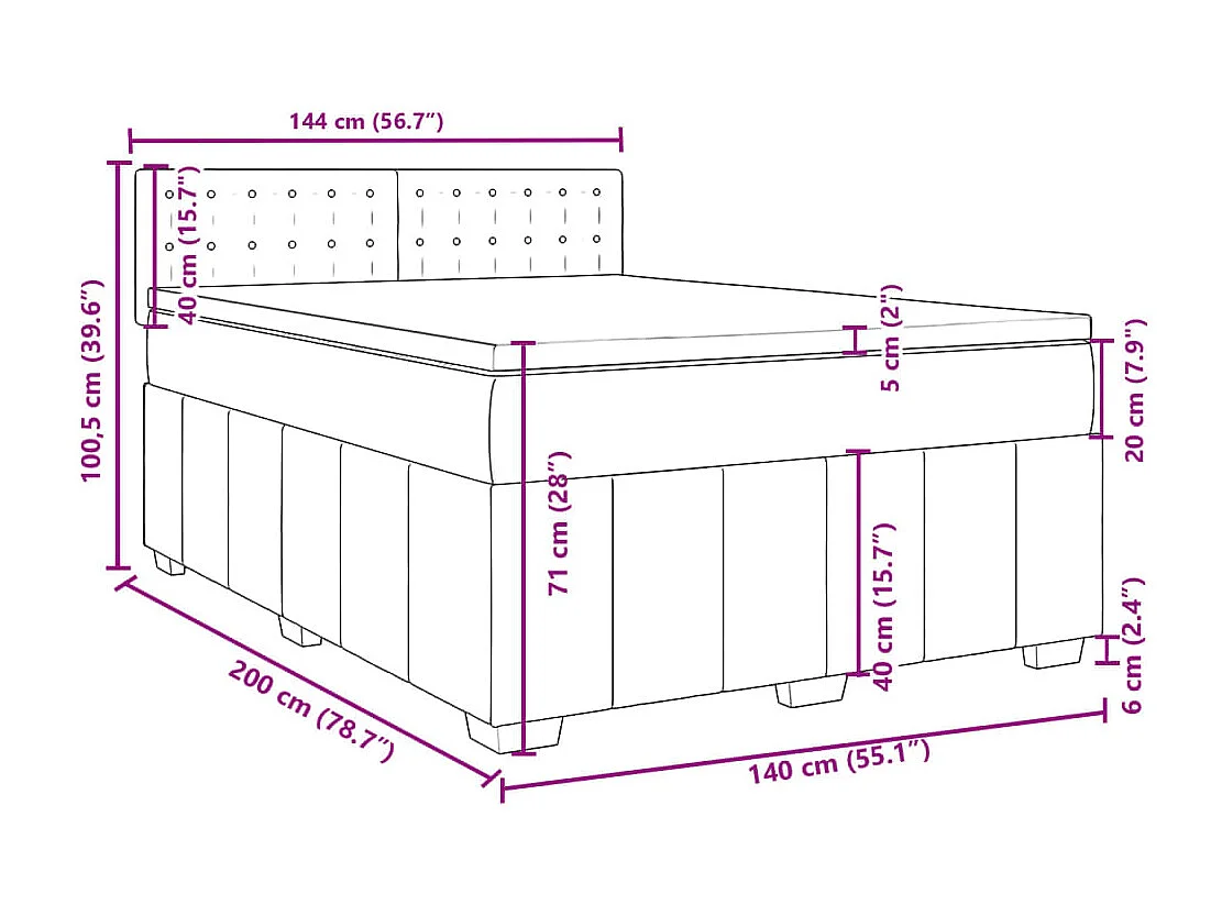 Boxspring met matras stof donkerbruin 140x200 cm