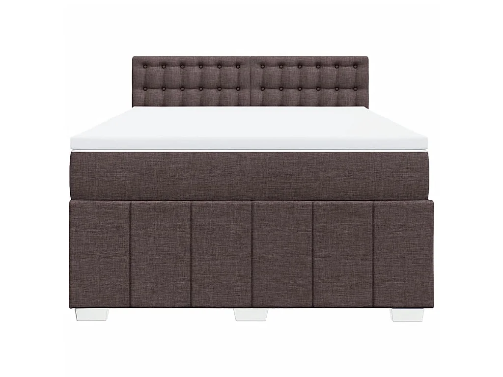 Cama box spring con colchón tela marrón oscuro 140x200 cm