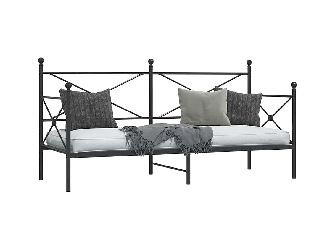 Lit de repos sans matelas noir 90x200 cm acier