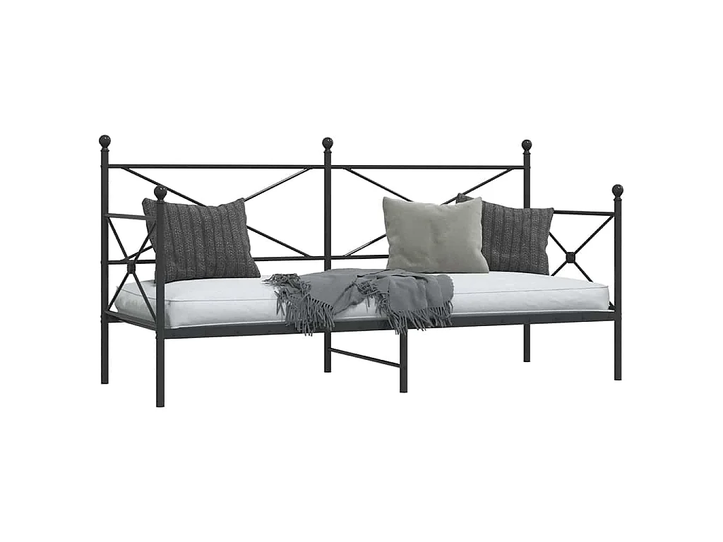 Lit de repos sans matelas noir 90x200 cm acier