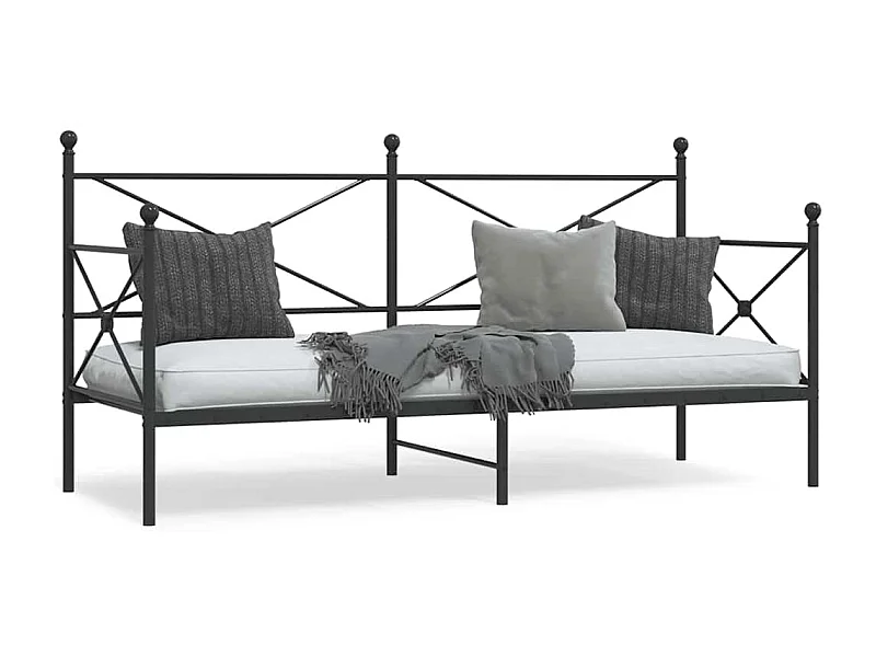 Sofá cama sin colchón terciopelo negro 90x200 cm acero