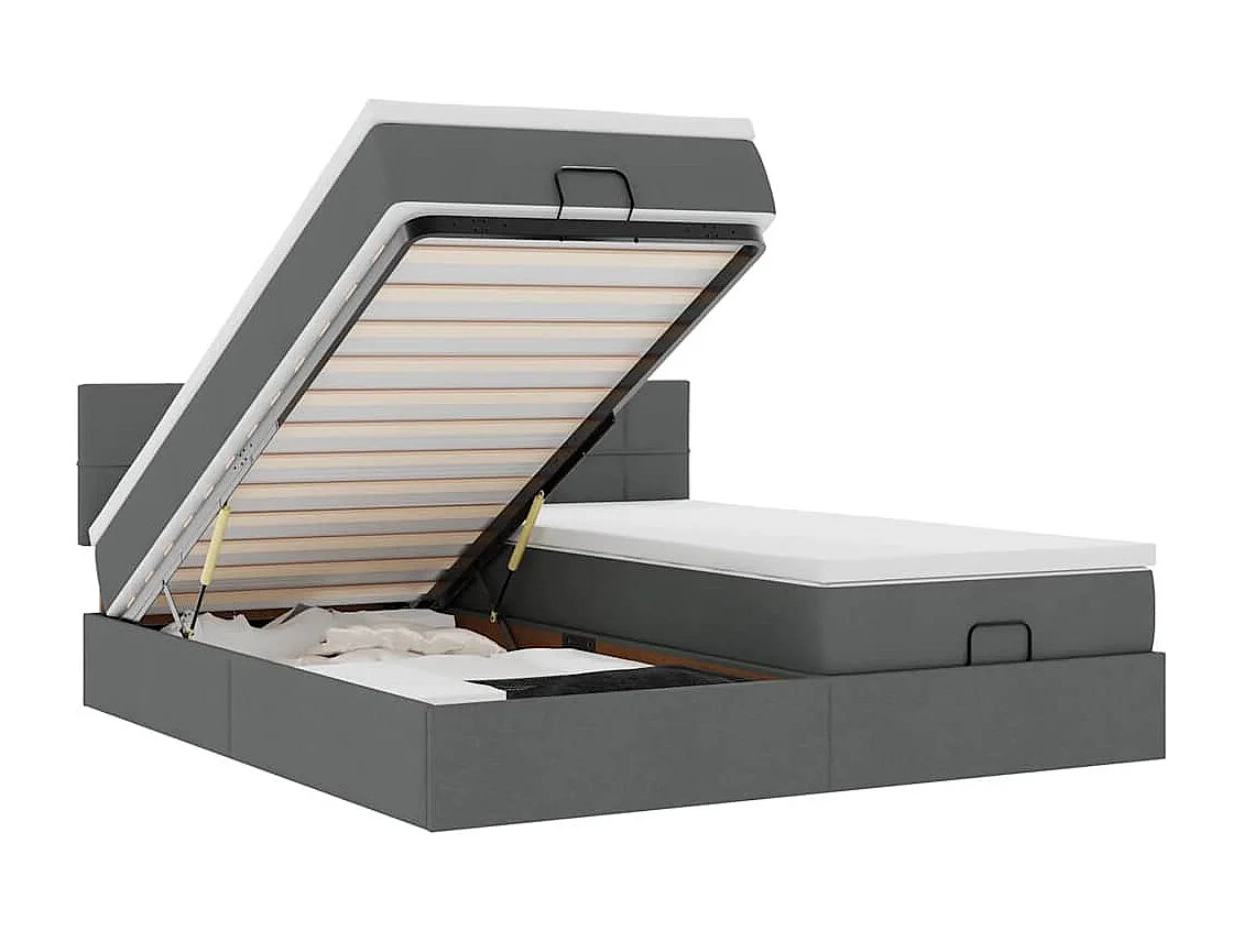 Ottoman bed met matrassen en LED's 180x200cm stof donkergrijs