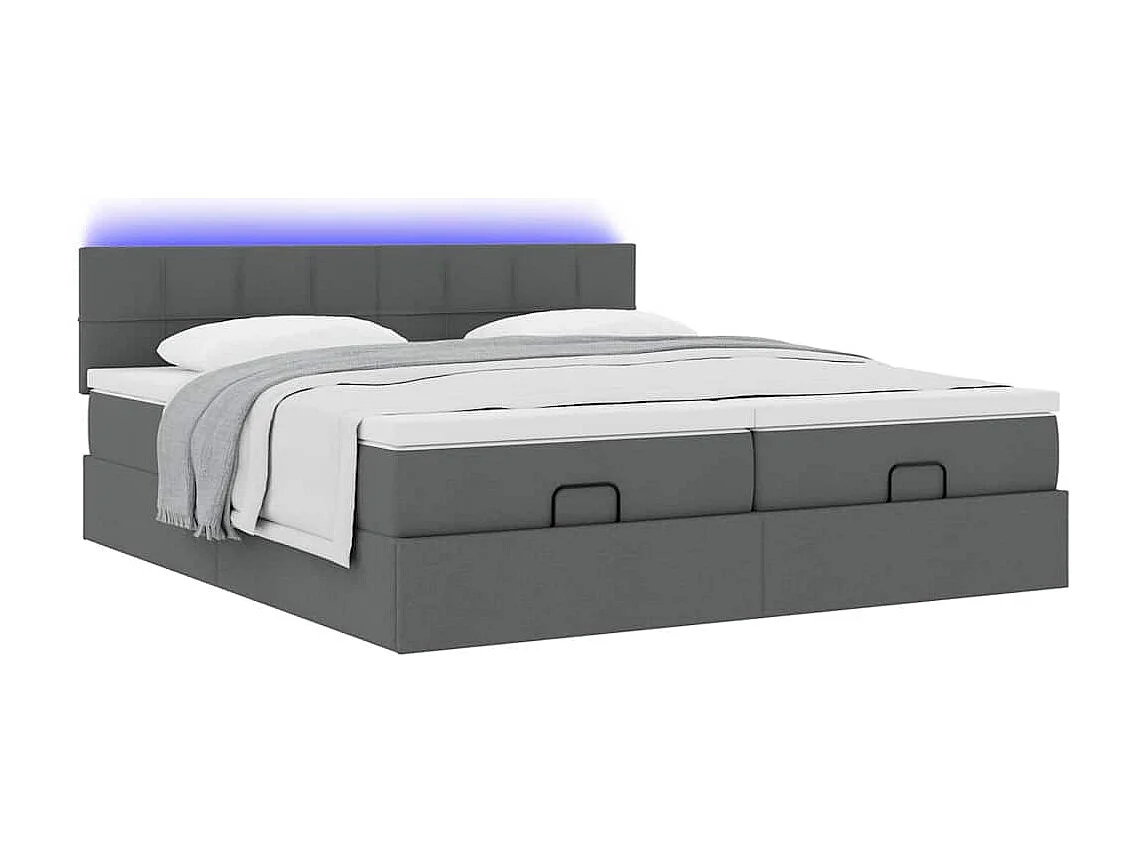Ottoman bed met matrassen en LED's 180x200cm stof donkergrijs