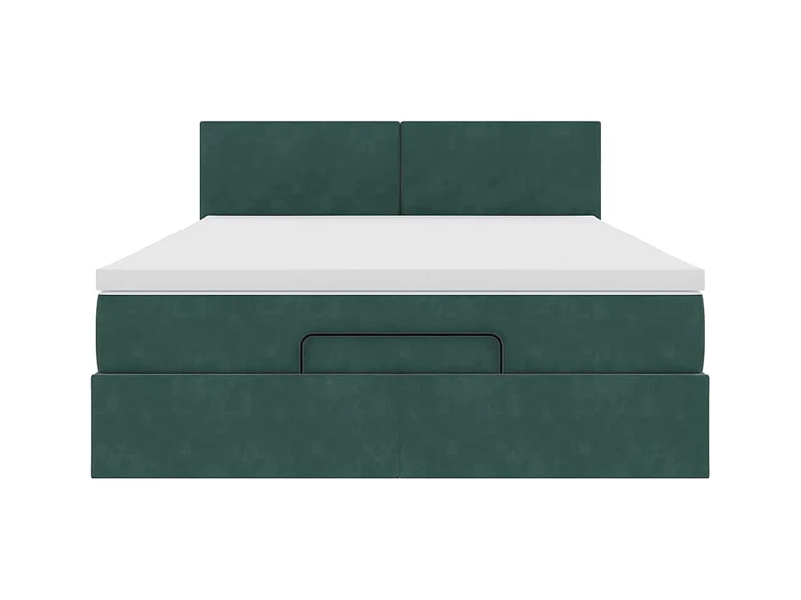 Ottoman-Bett mit Matratze Dunkelgrün 140x200 cm Samt