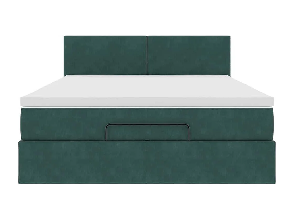 Ottoman-Bett mit Matratze Dunkelgrün 140x200 cm Samt