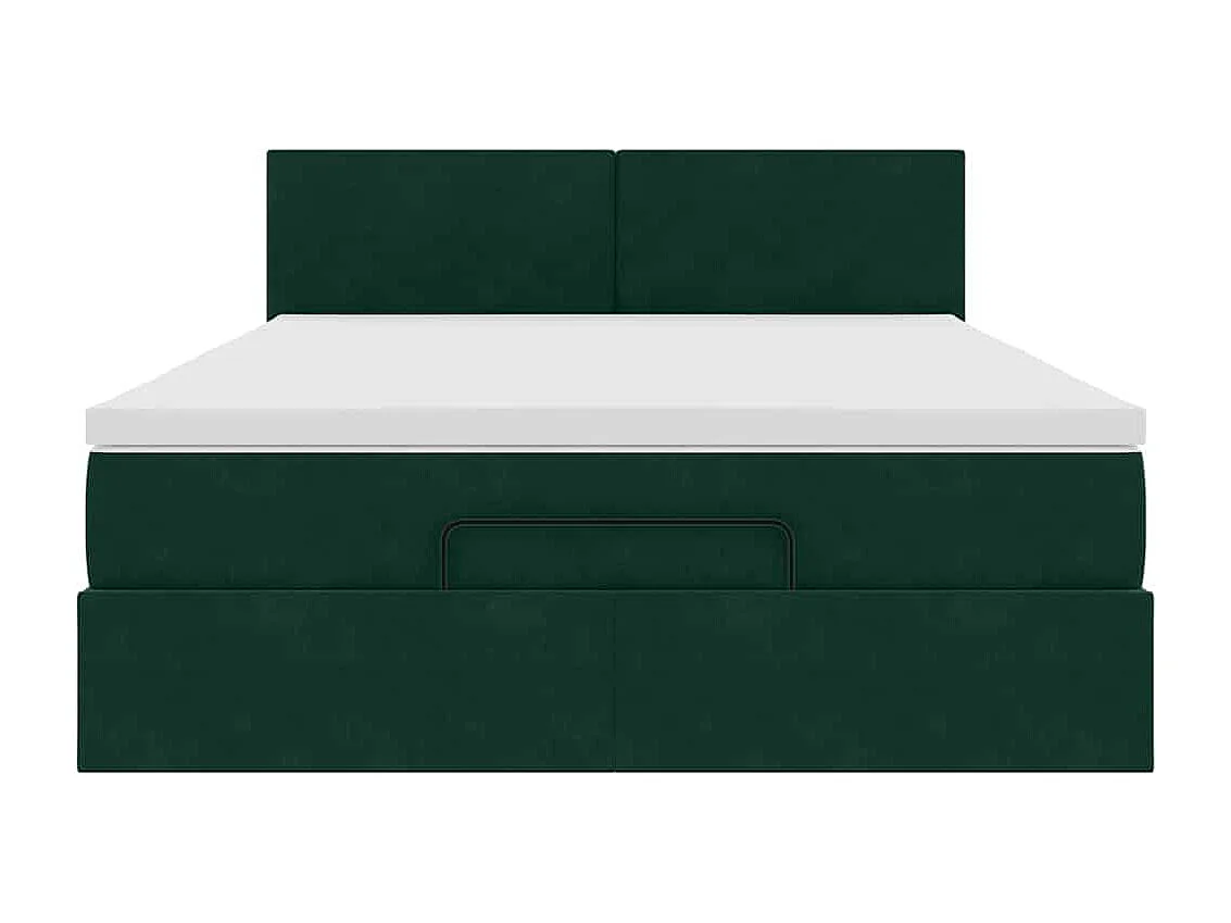 Ottoman-Bett mit Matratze Dunkelgrün 140x200 cm Samt