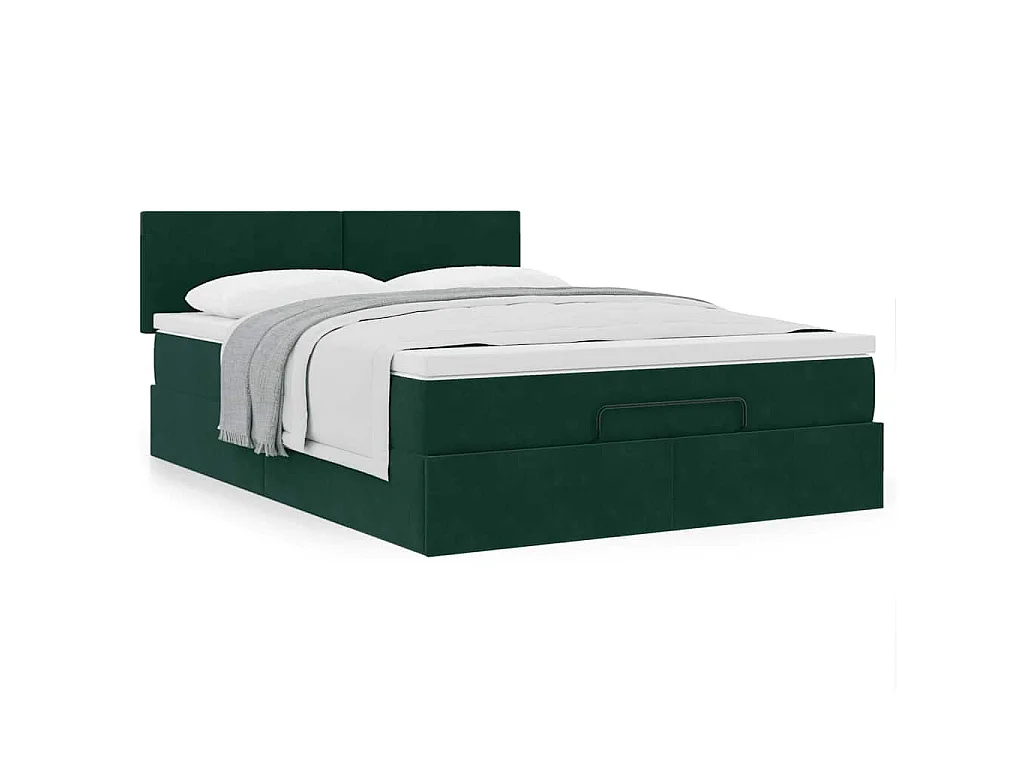 Estructura de cama otomana con colchón verde oscuro 140x200 cm