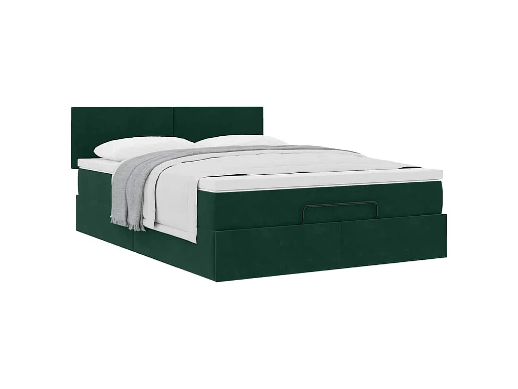 Estructura de cama otomana con colchón verde oscuro 140x200 cm