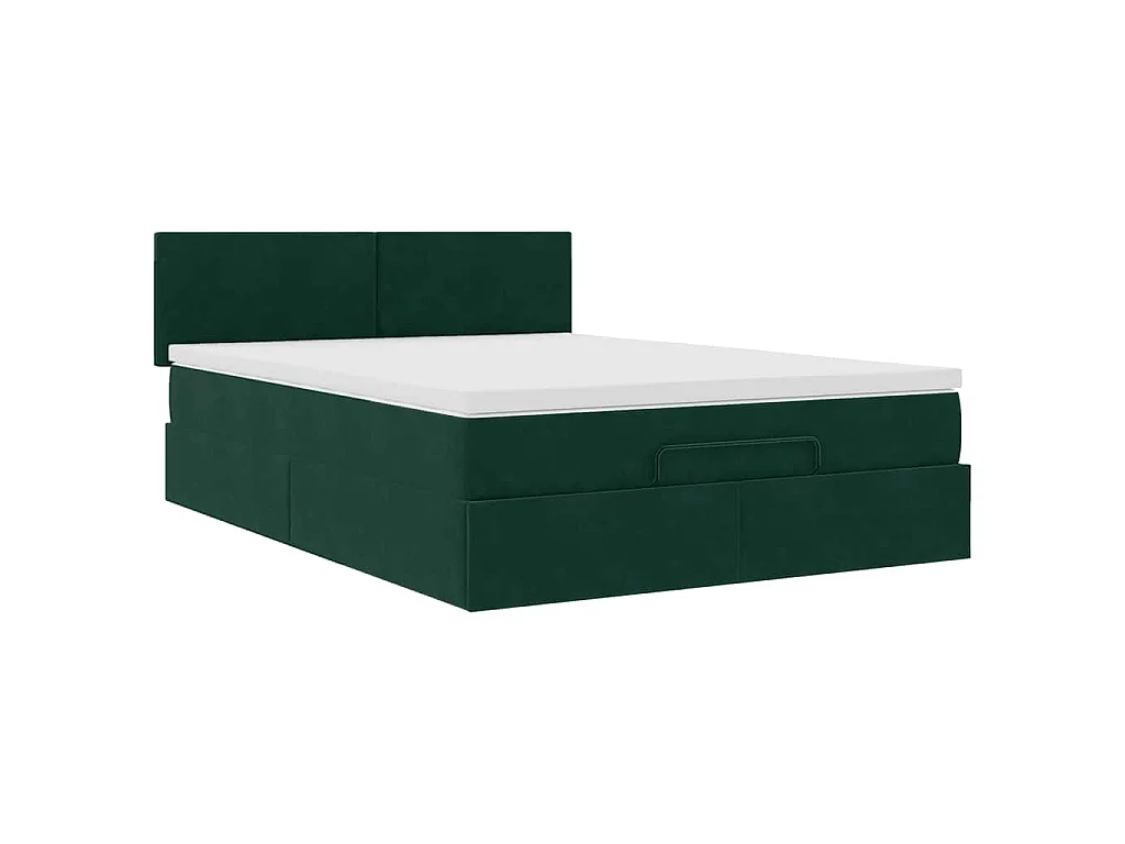 Estructura de cama otomana con colchón verde oscuro 140x200 cm